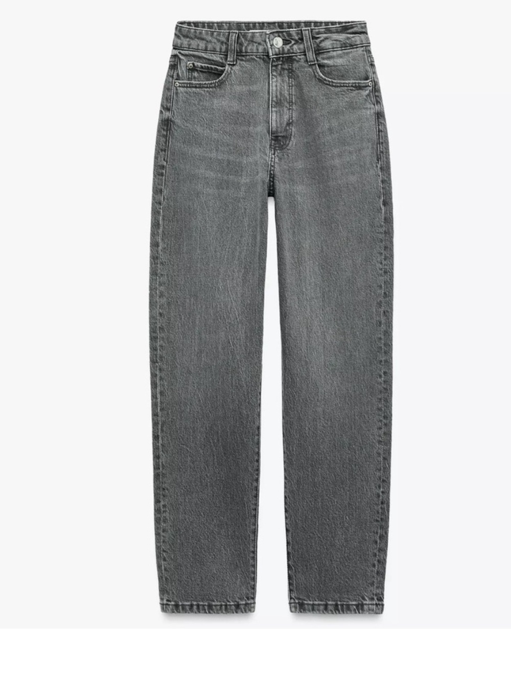 Zara High-Rise Straight Jeans in Grey